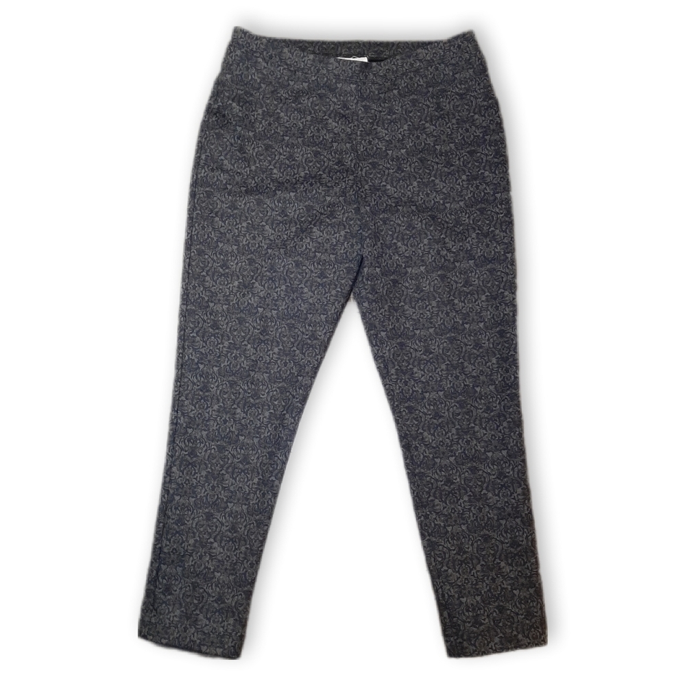 Mode De Vie Ponte Pull On Ankle Pants Brocade Print Skinny Stretch Trousers